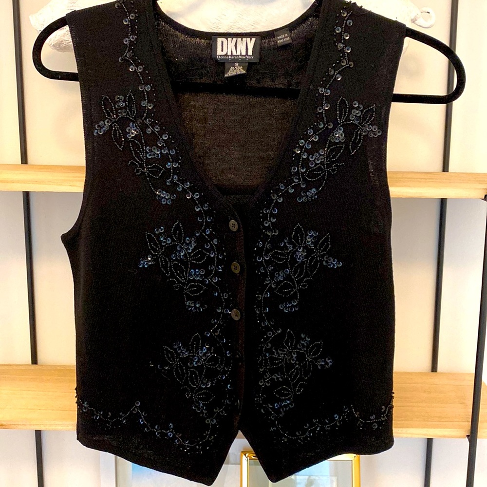 DKNY beaded crop vest